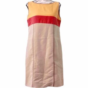 Tahari Colorblock Dress in Orange and Tan
